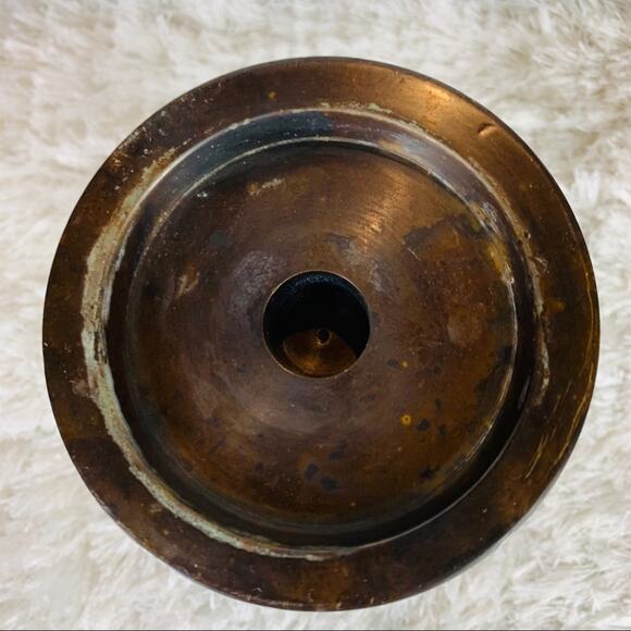 Heavy Bronze Metal Candlestick 7" x 4" - Picture 4 of 5